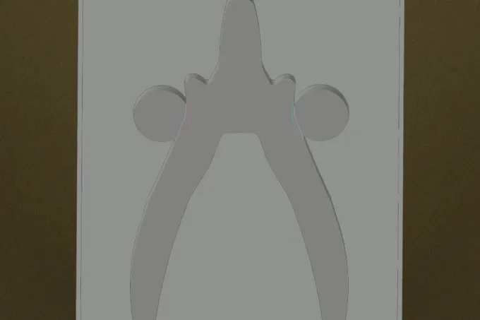 A shadowbox cutout with a finger hole on each side