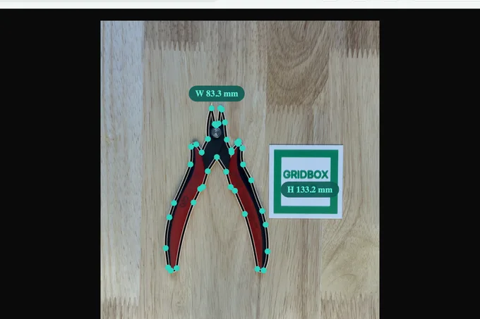 A Wire cutters project file opened with its photo and traced outline